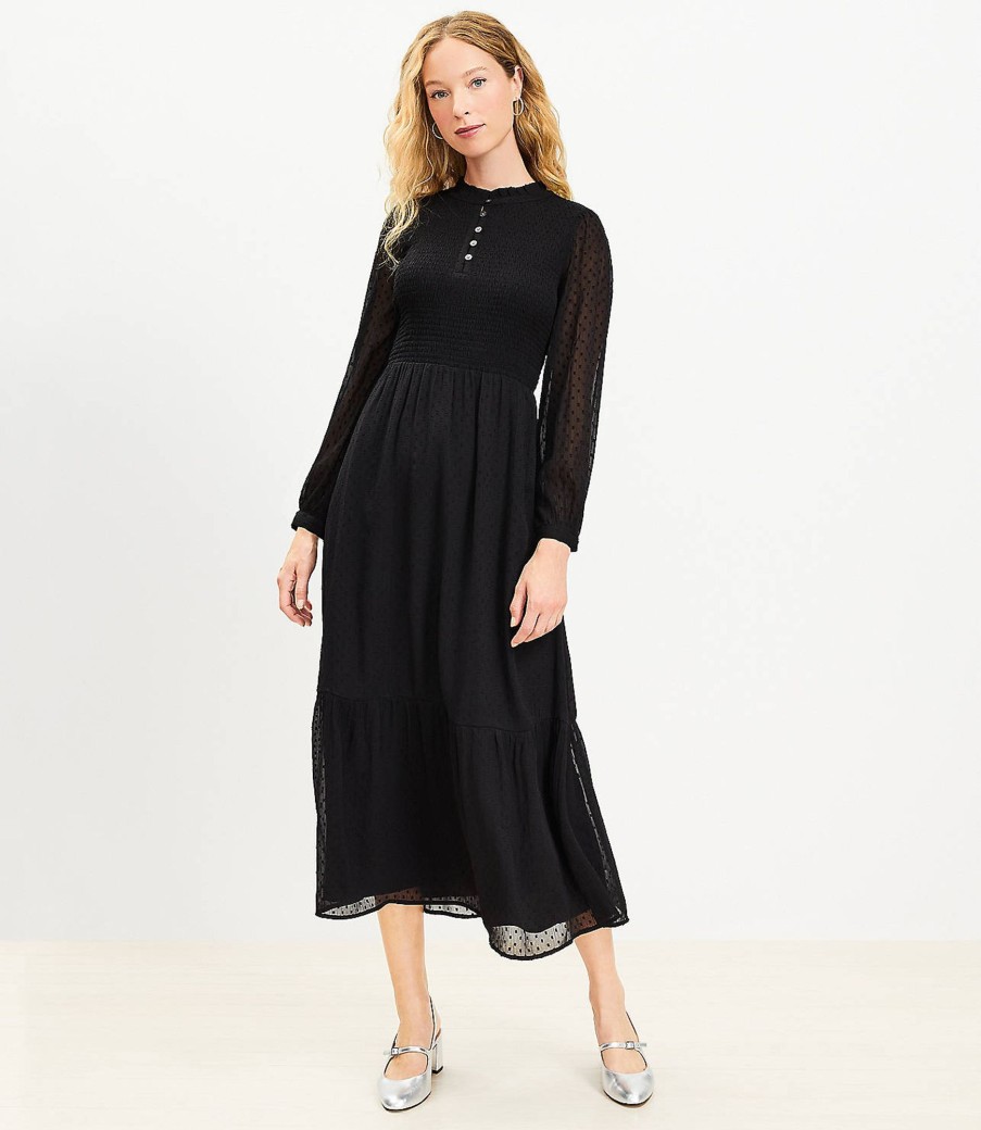 Clothing Loft | Clip Smocked Tiered Maxi Dress Black