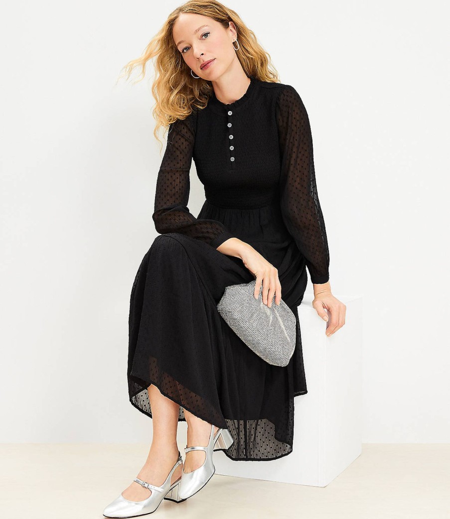 Clothing Loft | Clip Smocked Tiered Maxi Dress Black