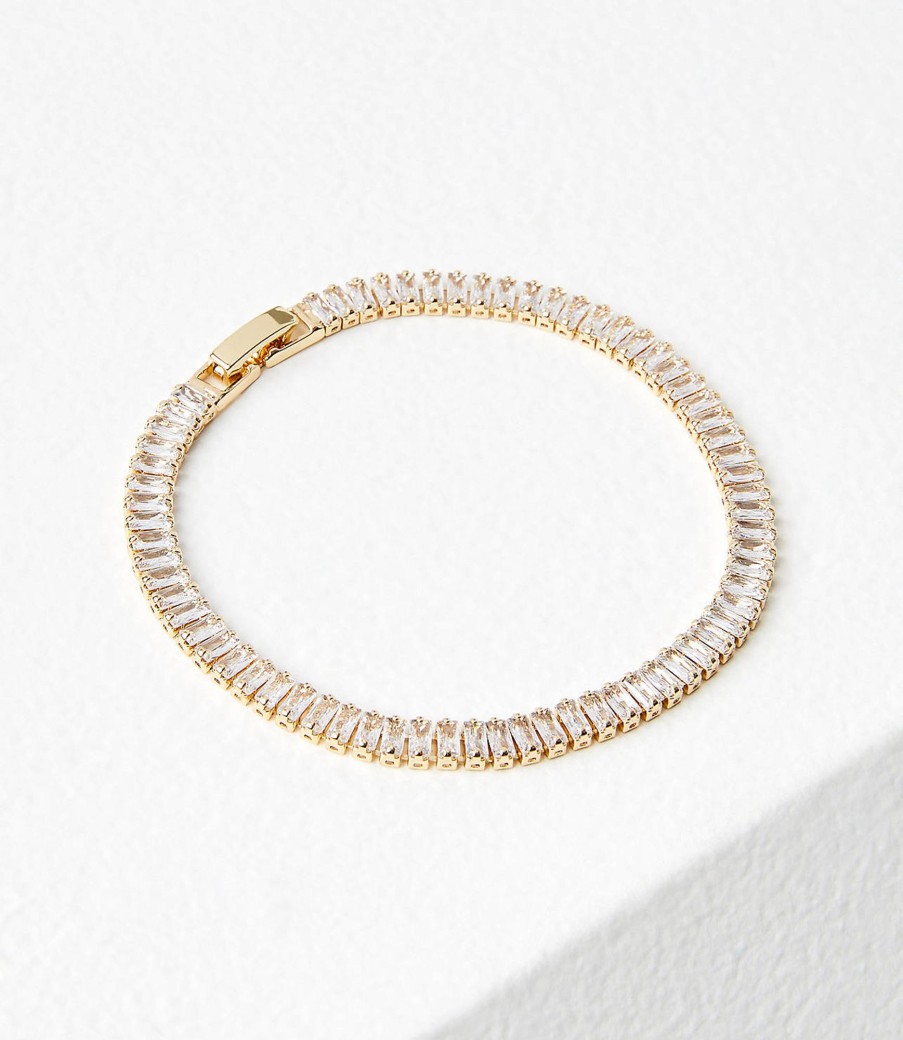 Accessories & Shoes Loft | Modern Tennis Bracelet Goldtone