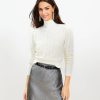 Clothing Loft | Puff Sleeve Turtleneck Cable Sweater Whisper White