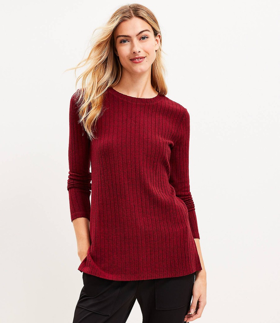 Clothing Loft | Lou & Grey Brushed Ribbed Tee Classic Rouge