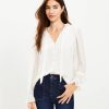 Clothing Loft | Clip Ruffle Tie Neck Blouse Whisper White