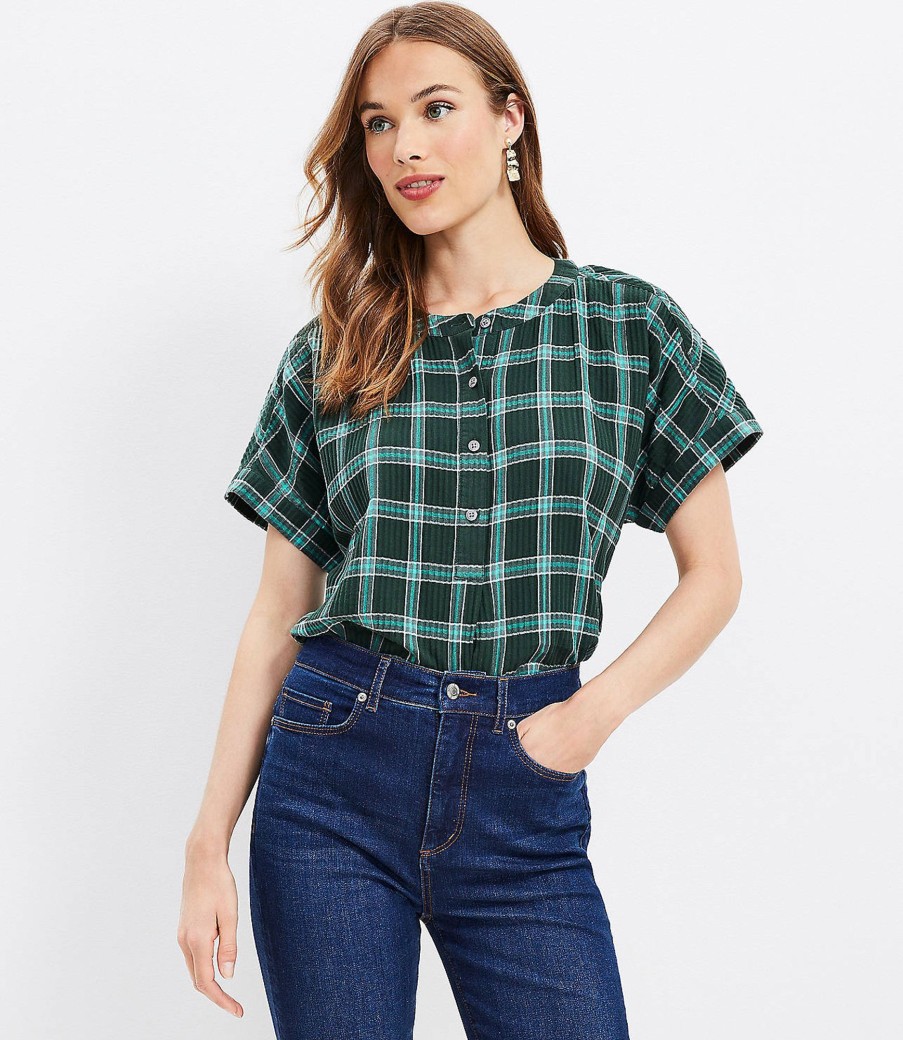 Clothing Loft | Plaid Dolman Henley Everyday Shirt Spring Pine