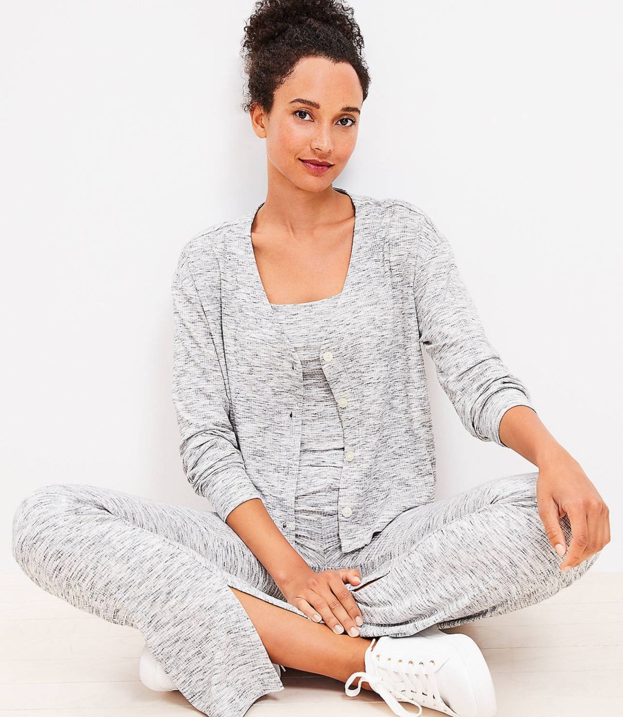 Clothing Loft | Lou & Grey Ribbed V-Neck Cardigan Light Cobblestone Heather