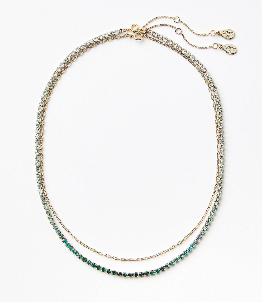 Accessories & Shoes Loft | Ombre Layered Tennis Necklace Deep Tropic Green