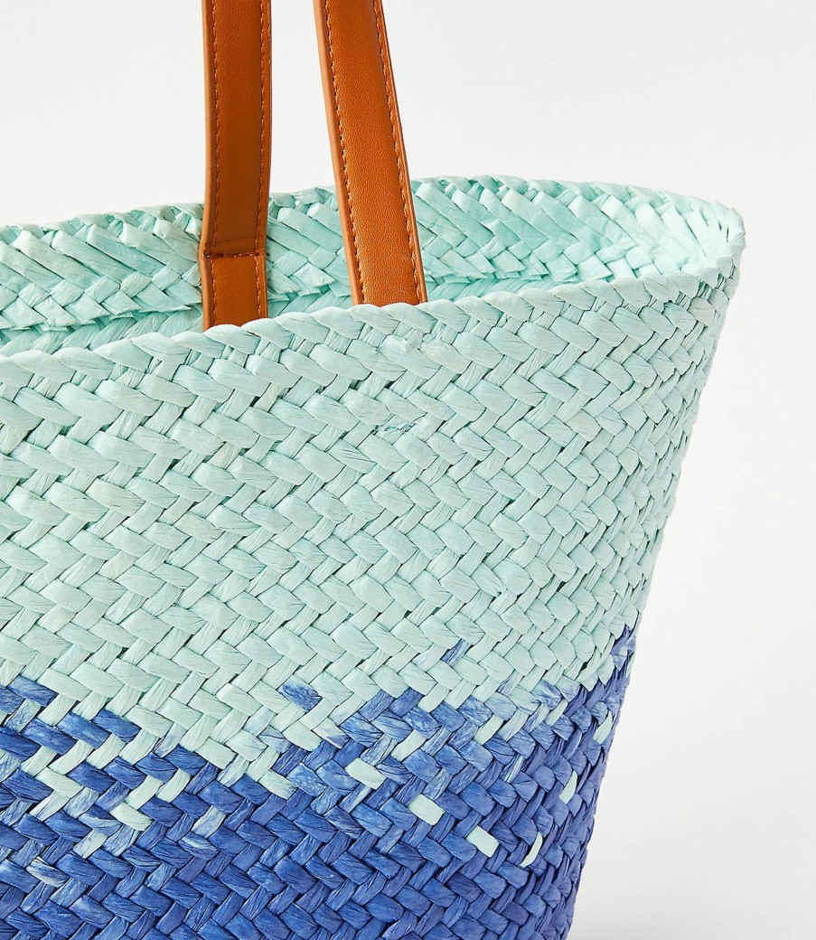 Accessories & Shoes Loft | Ombre Raffia Tote Bag Blue Multi