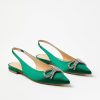 Accessories & Shoes Loft | Crystal Bow Satin Slingback Flats Bright Kelly Green