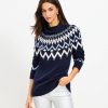 Clothing Loft | Fair Isle Turtleneck Tunic Sweater Deep Space Blue