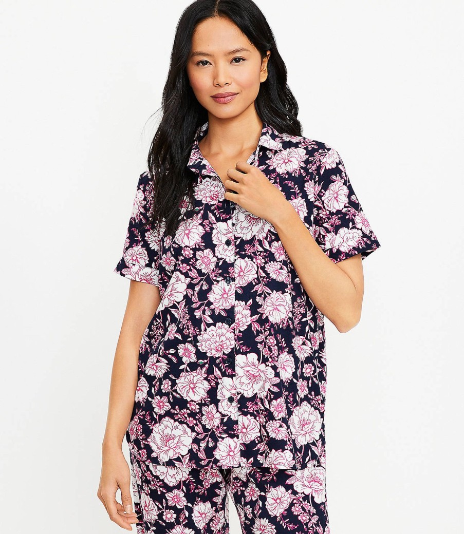 Clothing Loft | Floral Pajama Top Deep Space Blue