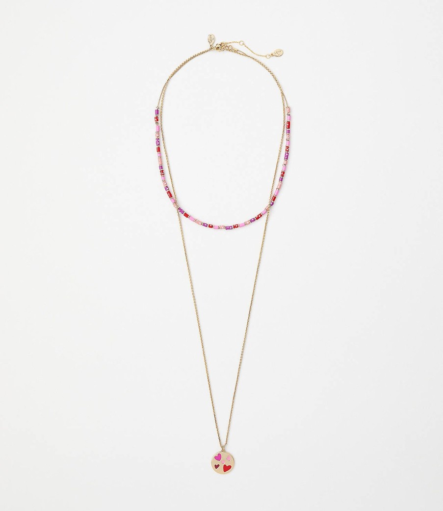 Accessories & Shoes Loft | Glitzy Layered Necklace Rose Magenta