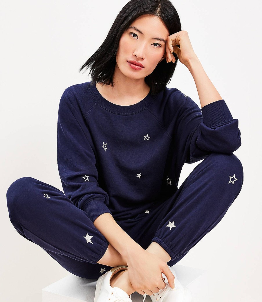 Clothing Loft | Lou & Grey Star Cozy Cotton Terry Sweatshirt Deep Space Blue