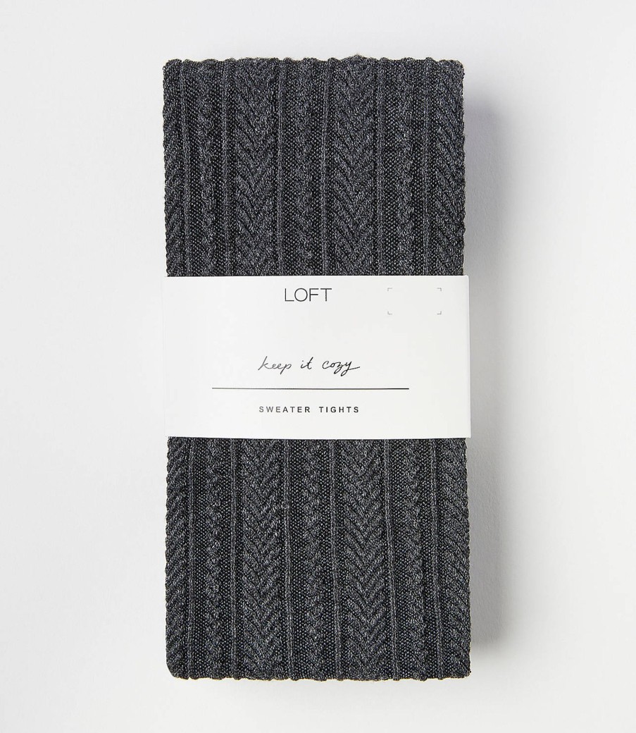 Accessories & Shoes Loft | Ribbed Tights Charcoal