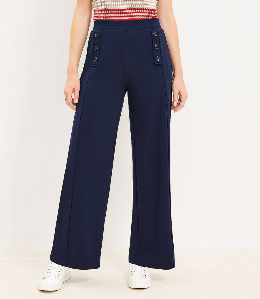 Clothing Loft | Mariner Wide Leg Pants In Crepe Deep Space Blue