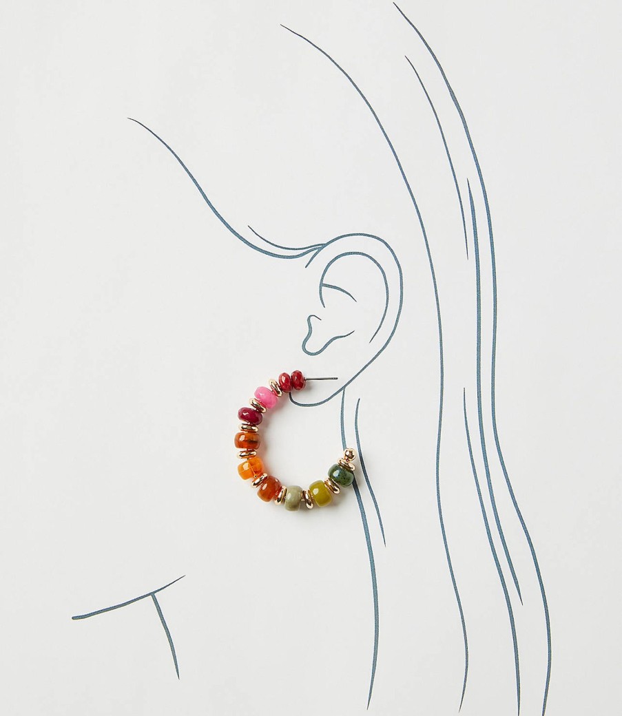 Accessories & Shoes Loft | Beaded Statement Hoop Earrings Multi