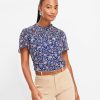 Clothing Loft | Floral Shirred Yoke Top Ultra Blue