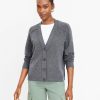 Clothing Loft | Cropped V-Neck Cardigan Heather Silver Lake Grey