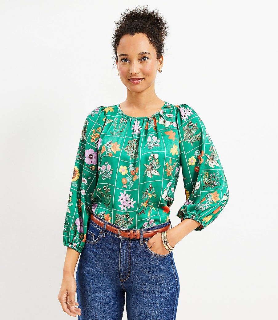 Clothing Loft | Garden Shirred Blouse Fraser Green