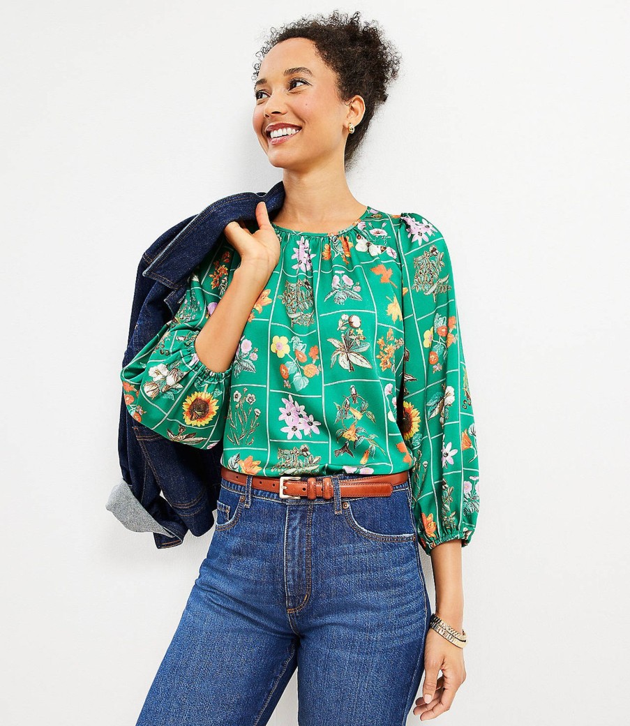 Clothing Loft | Garden Shirred Blouse Fraser Green