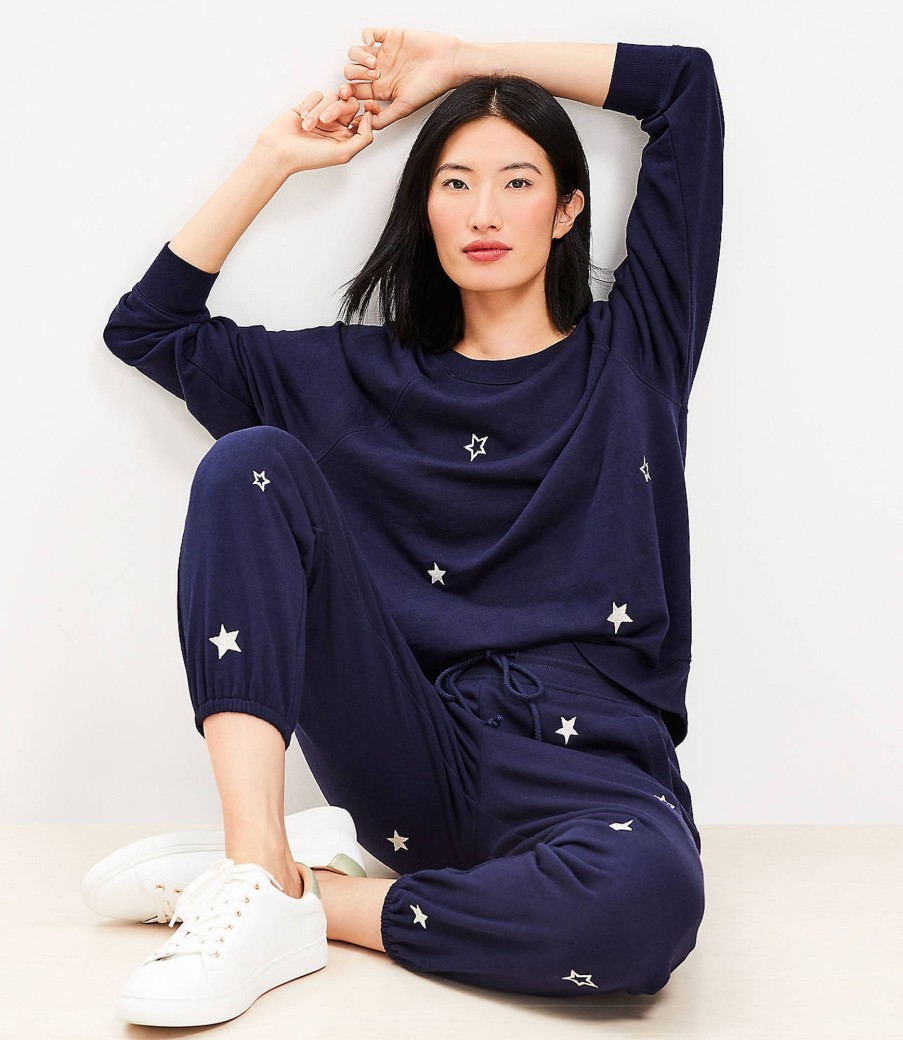 Clothing Loft | Lou & Grey Star Cozy Cotton Terry Sweatpants Deep Space Blue