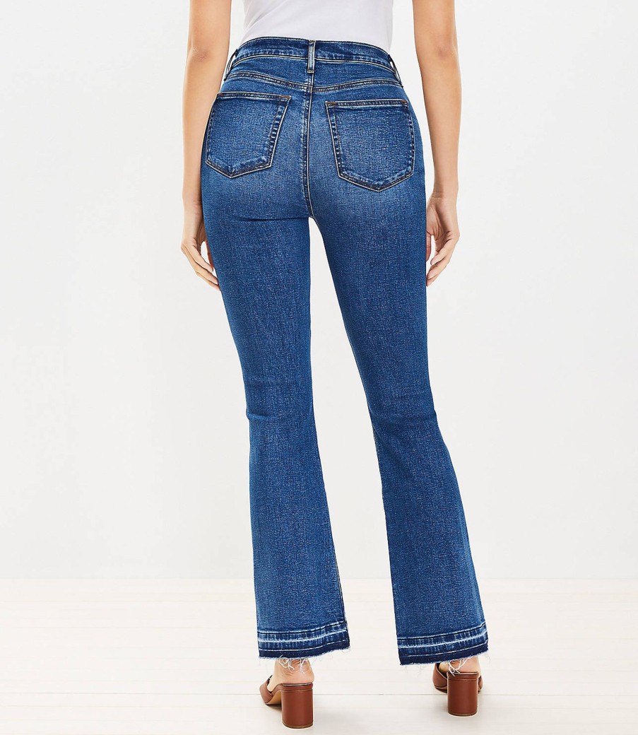 Clothing Loft | Curvy Unpicked Hem High Rise Slim Flare Jeans In Dark Wash