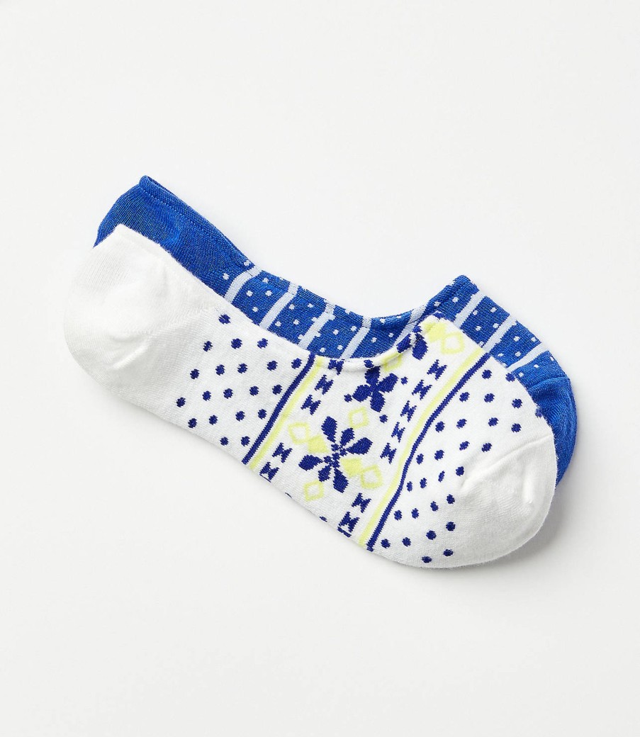 Accessories & Shoes Loft | Fair Isle & Stripe No Show Sock Set Cobalt Mist