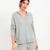 Clothing Loft | Lou & Grey Split Neck Hoodie Sweater Pebble Grey Heather