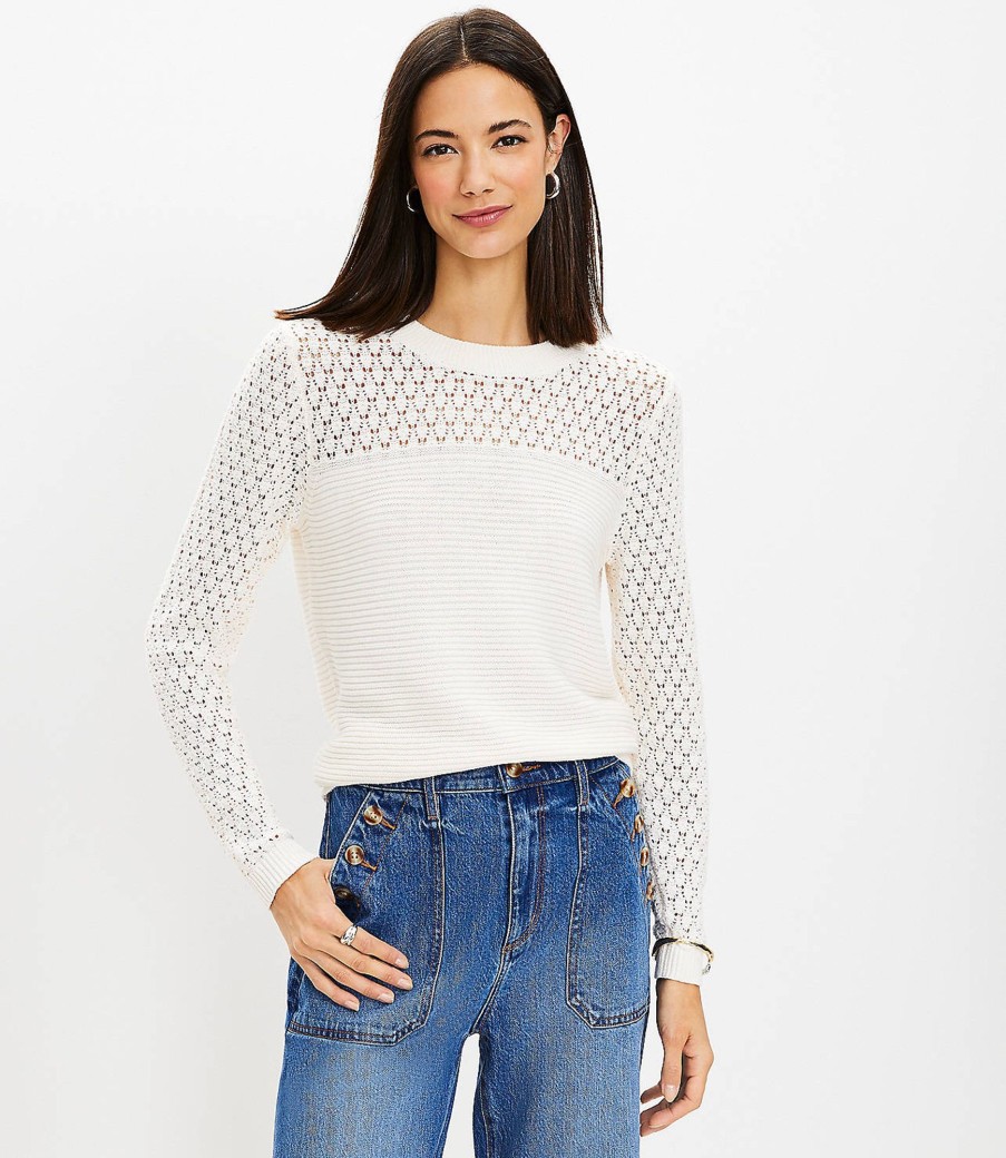 Clothing Loft | Textured Stitch Sweater Whisper White