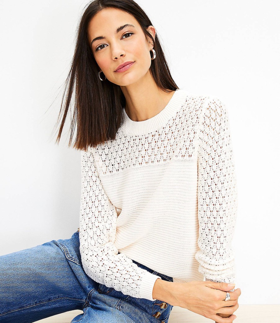 Clothing Loft | Textured Stitch Sweater Whisper White