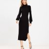 Clothing Loft | Ribbed Turtleneck Midi Sweater Dress Black