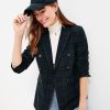 Clothing Loft | Plaid Brushed Flannel Double Breasted Blazer Sailor Navy