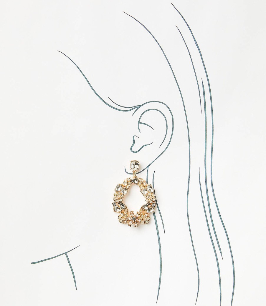 Accessories & Shoes Loft | Crystal Floral Earrings Goldtone