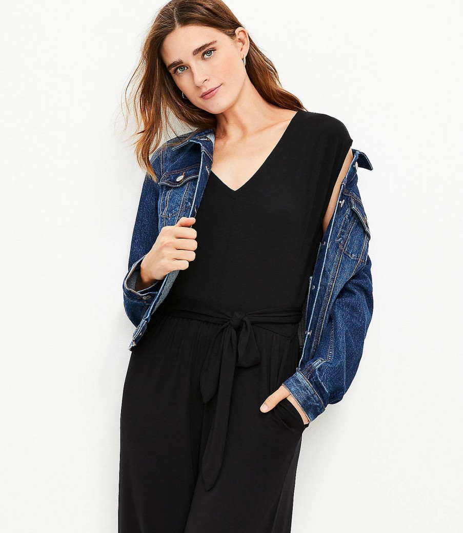 Clothing Loft | Tie Waist Jumpsuit Black