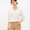 Clothing Loft | Shimmer V-Neck Sweater Whisper White