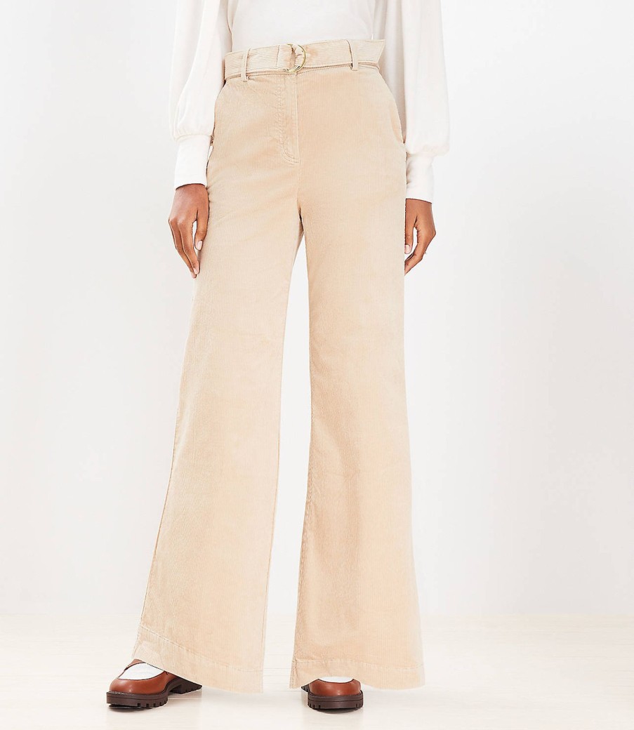 Clothing Loft | Belted Wide Leg Pants In Corduroy Sandy Cove