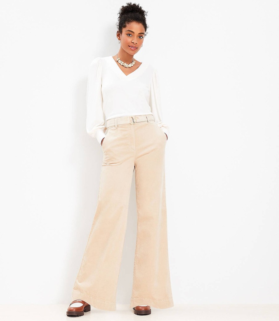 Clothing Loft | Belted Wide Leg Pants In Corduroy Sandy Cove