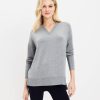 Clothing Loft | Lou & Grey Ribtrim Signaturesoft V-Neck Top Cinder Grey Heather