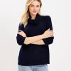 Clothing Loft | Ribtrim Turtleneck Tunic Sweater Deep Space Blue