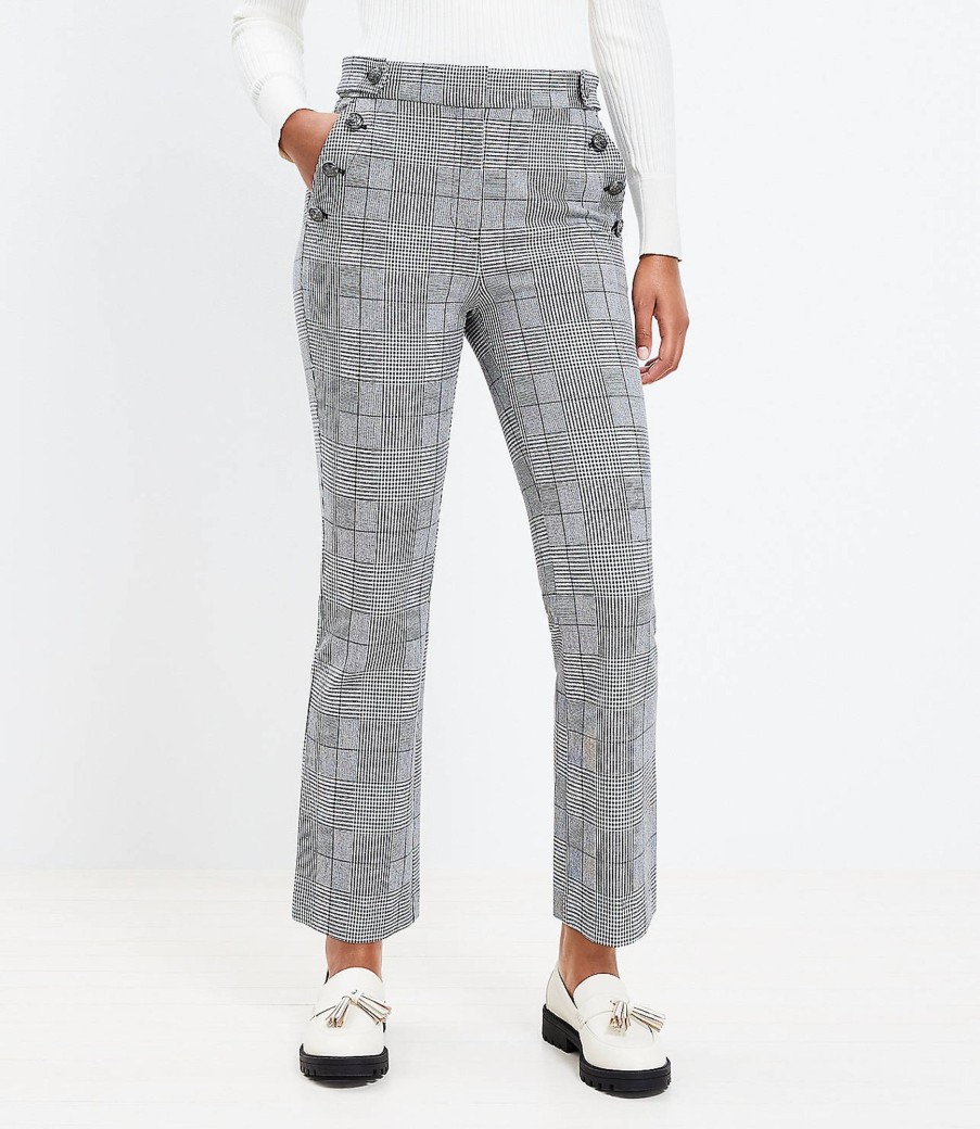 Clothing Loft | Mariner Kick Crop Pants In Plaid Bi-Stretch Whisper White