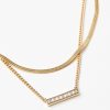 Accessories & Shoes Loft | Sparkle Bar & Snake Chain Necklace Set Goldtone